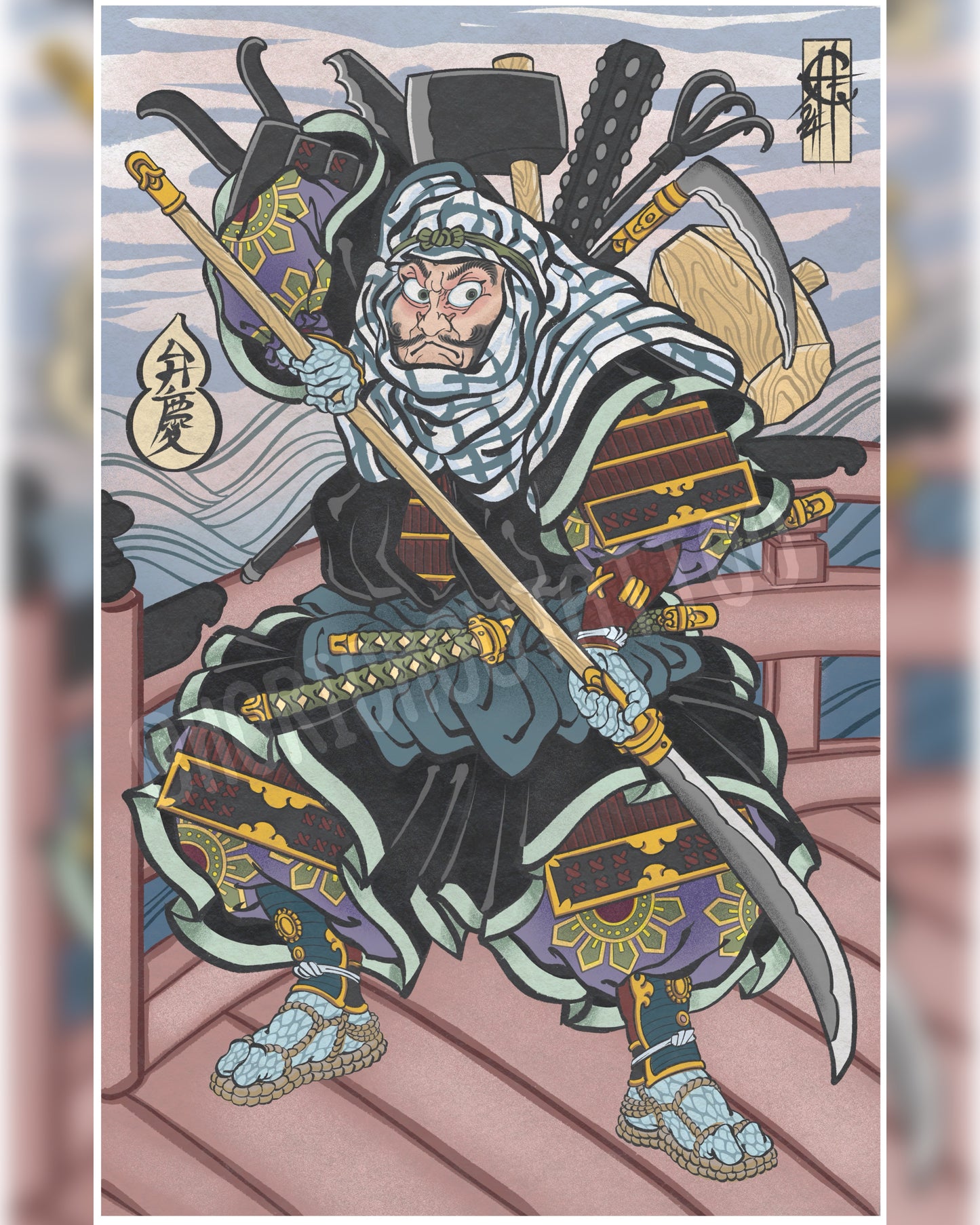 Benkei warrior monk print